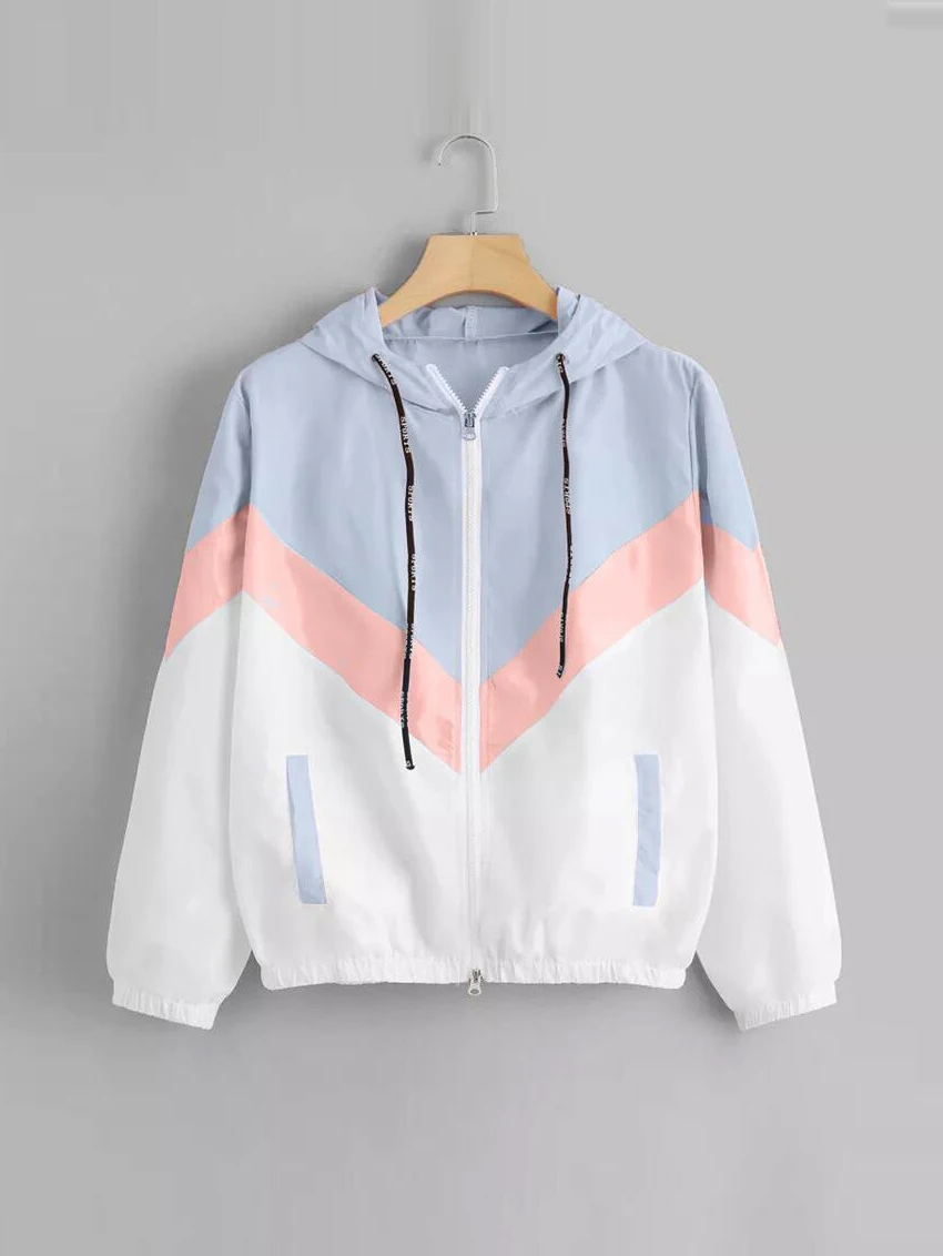 Casual Hooded Pocket Color Block Coat Casual Hooded Pocket Color Block Coat