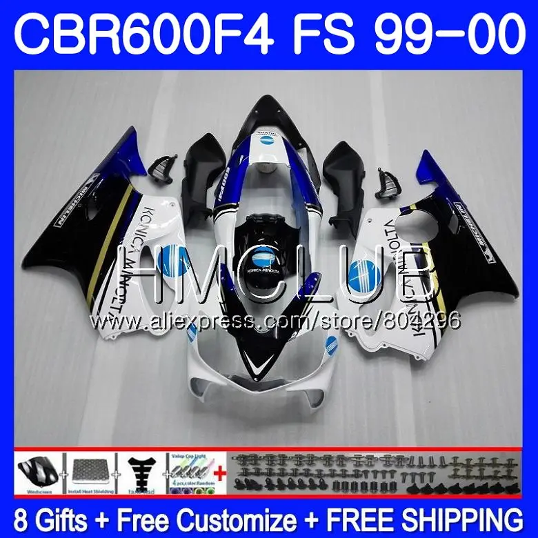 Корпусные детали для Honda CBR600F4 CBR600 F 4 RR CBR600 F4 99 00 60HM. 14 CBR 600F4 CBR 600 FS CBR 600 KONICA синий F4 1999 2000 обтекателя - Цвет: No. 1