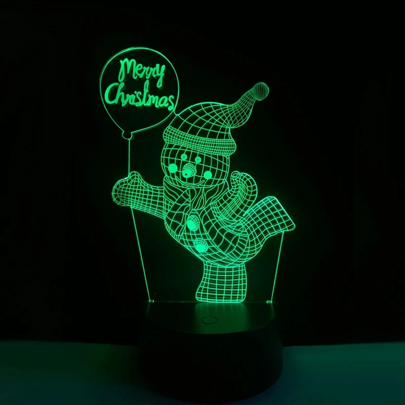Новый Рождественский Декор Снеговик RGB лампа 3D визуальные Светодиодные ночные