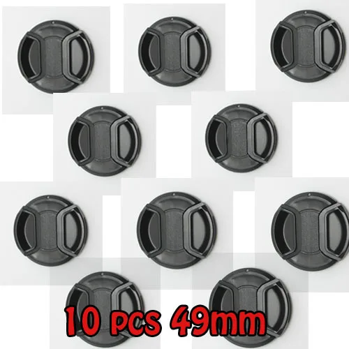 100 Professional 10Pcs 49 MM Center Pinch Front Lens Cap for canon nikon sony pentax all 49MM