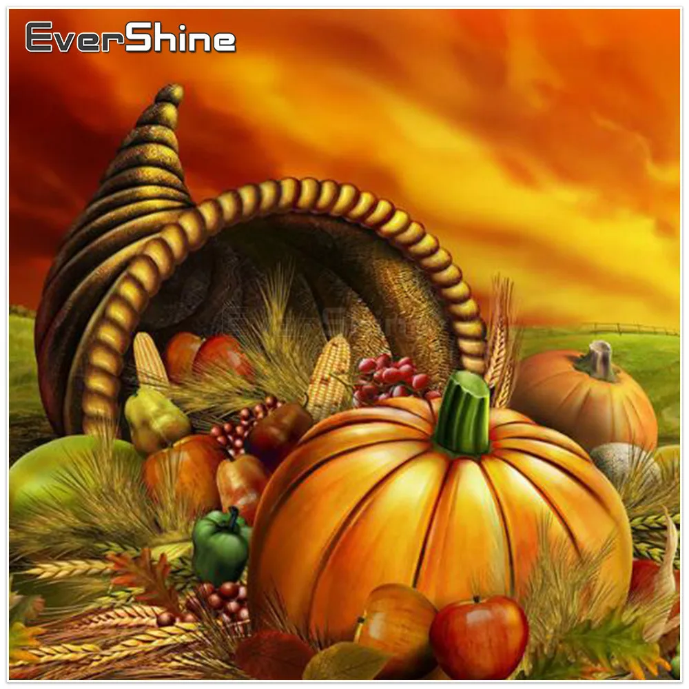 

EverShine Diamond Embroidery New Arrivals Pumpkin Pictures Of Rhinestones Diamond Painting Full Square Halloween Manual Hobby