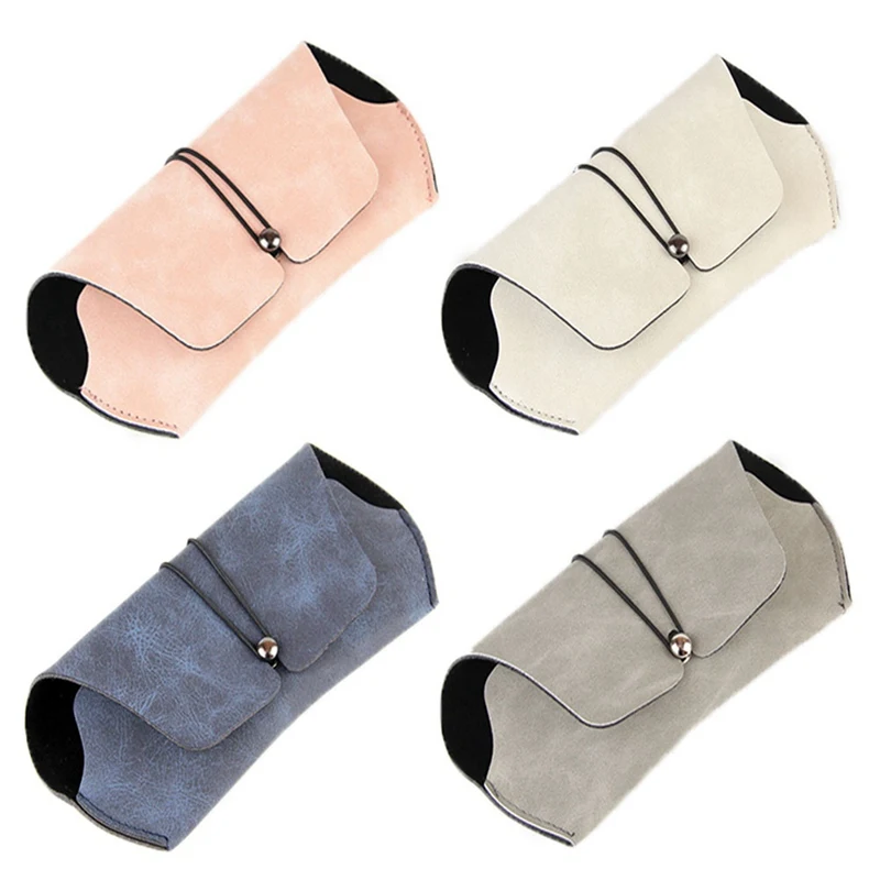 

Creative Buckle Glasses Case Soft Pack Myopia Eyeglasses Box Simple Retro Anti-pressure Portable Matte Leather Sunglasses boxes