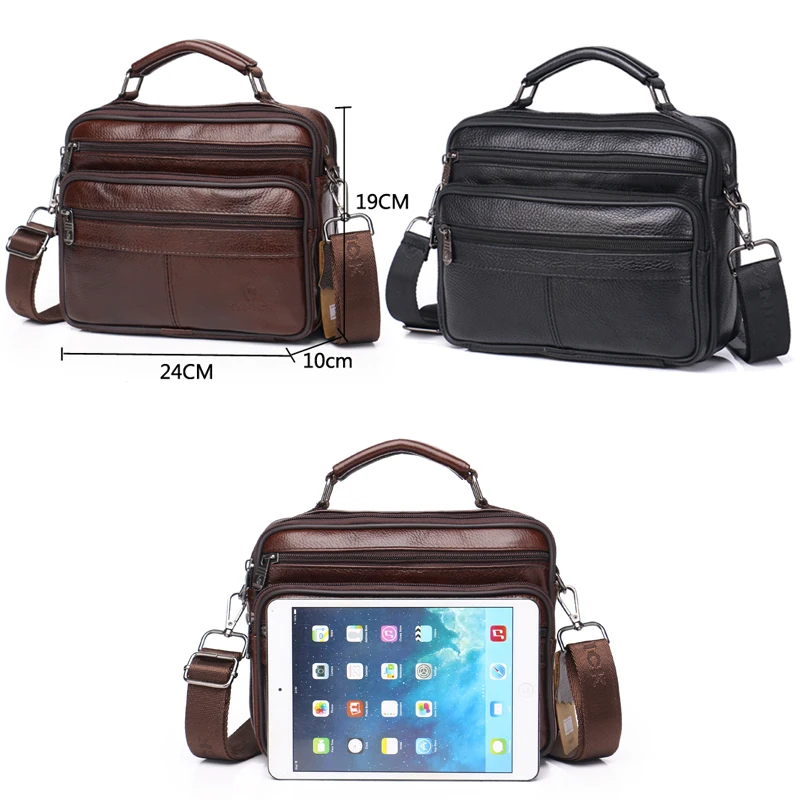  Men Genuine Leather Shoulder Bag 2019 Fashion Zipper Shoulder Messenger Bag Leather Men Travel Busi - 33047158220