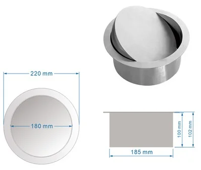 Встроенная Встраиваемая столешница верхняя скамейка мусорное ведро откидная крышка для кухонной гостиницы 304 нержавеющая сталь - Цвет: Round 220cm