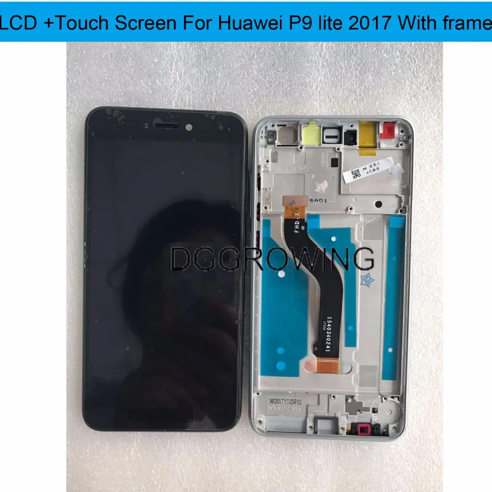 

DGGROWING 100% Testing Repair Parts For Huawei P9 Lite 2017 PRA-LX3 PRA-LX1 Full LCD+Touch Screen Assembly/With Frame+Free Tools