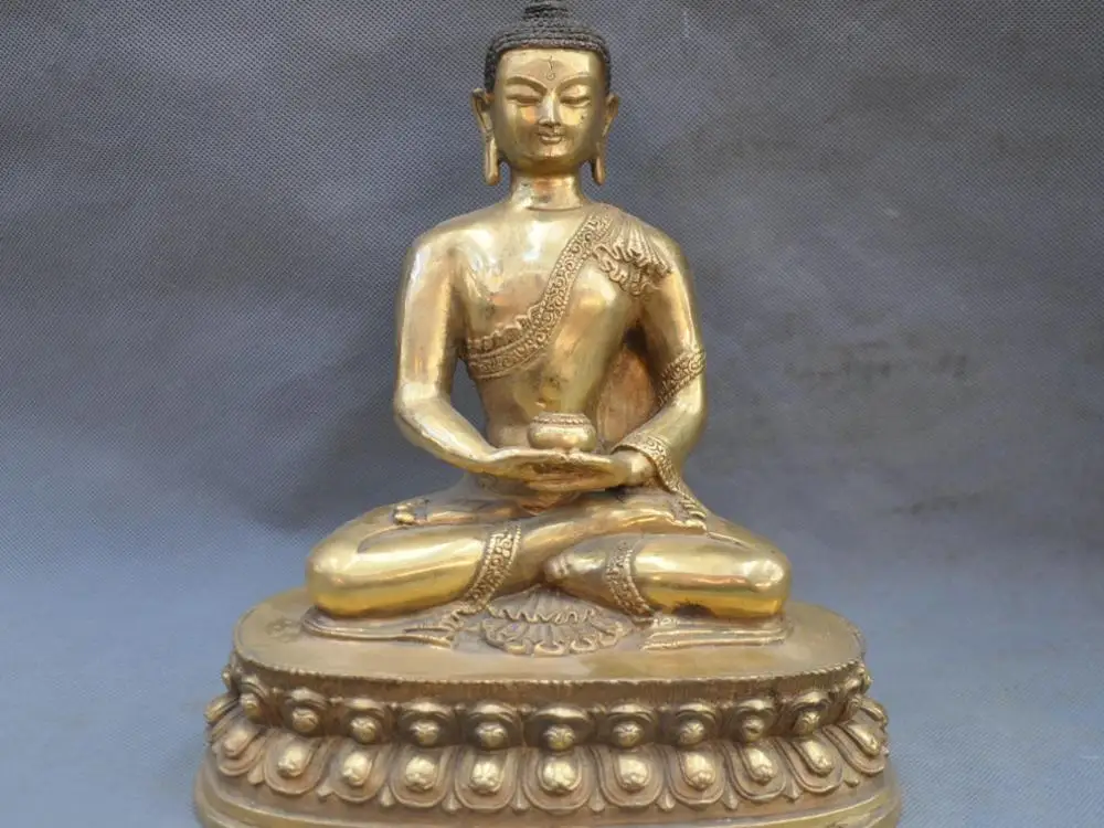 

10'' China Tibetan Gilt Buddhism Medicine Buddha Bronze Statue