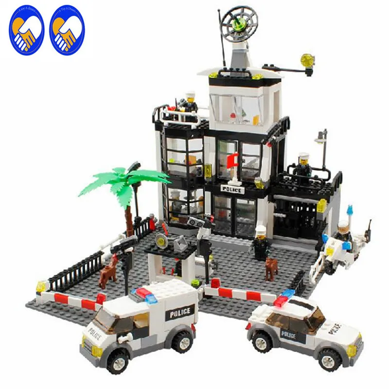 A Toy A Dream 6725 3D Construction educational Bricks Building Block Sets Police Stations Enlighten Christmas Gifts toys boys-construction-set