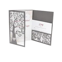 Высокая пользовательские приглашения свадьба модели открыток лазерная резка темно-silver pearl Бумаги Для Свадебные украшения