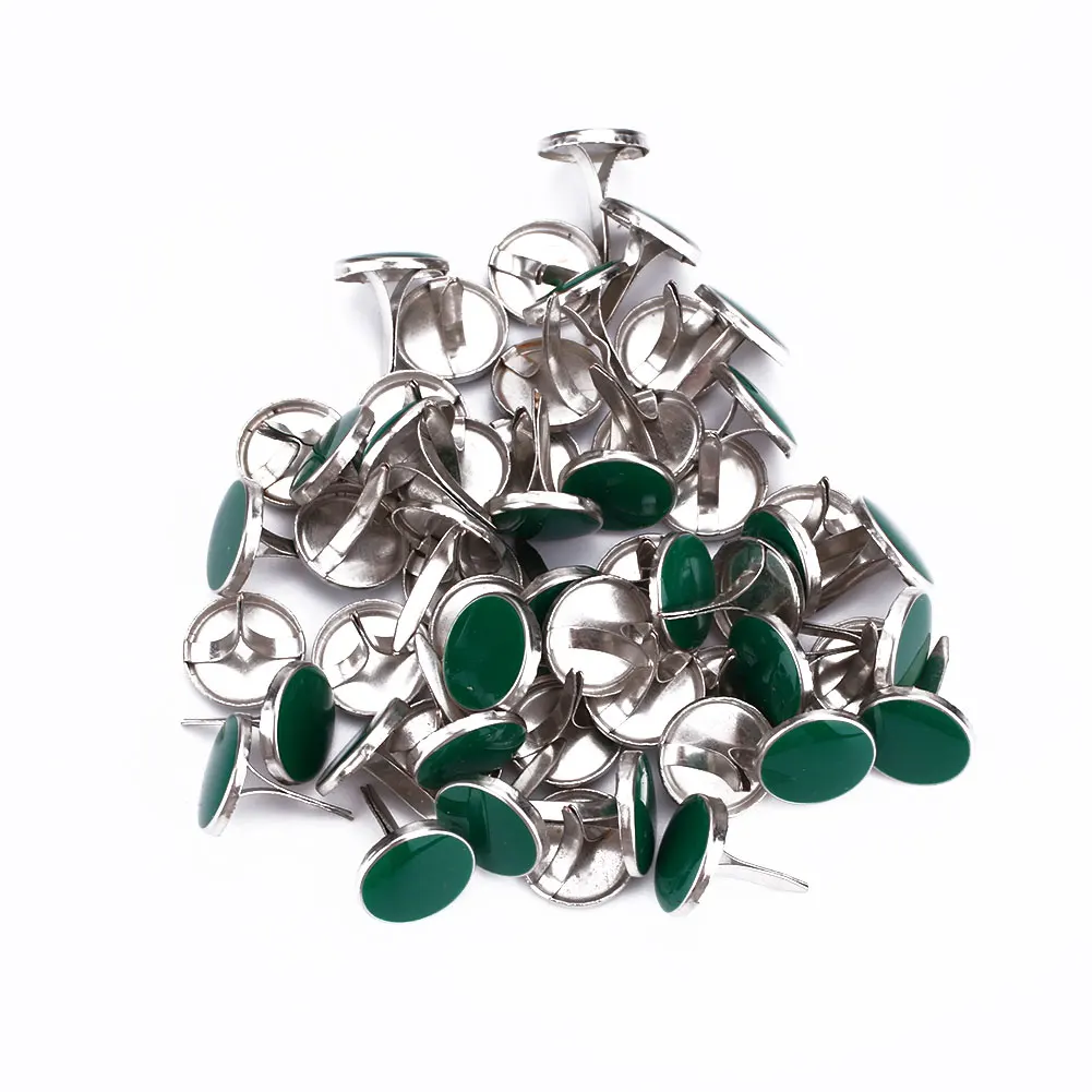 Красочные DIY 50 шт 12 мм Металлические Круглые Скрапбукинг Brads украшения металлические украшения для украшения ногтей ремесла маркировка офиса - Цвет: Green