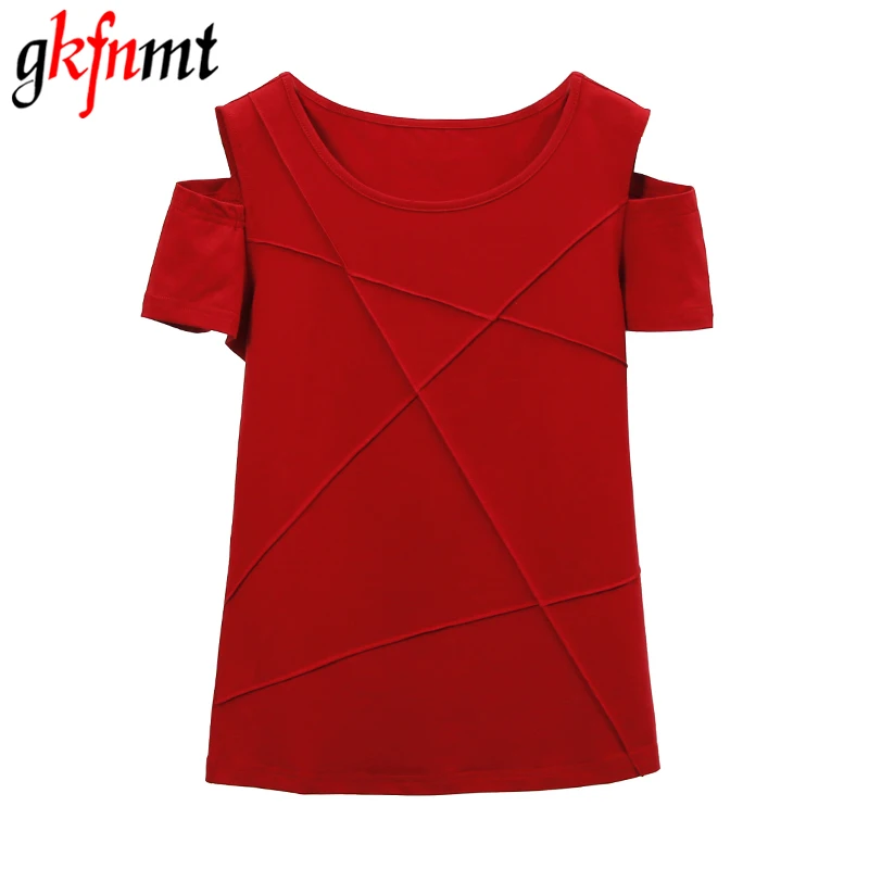 

gkfnmt plus size t shirt women tops tee shirt femme camisetas mujer 2019 off shoulder tshirt women t-shirt summer t shirts red
