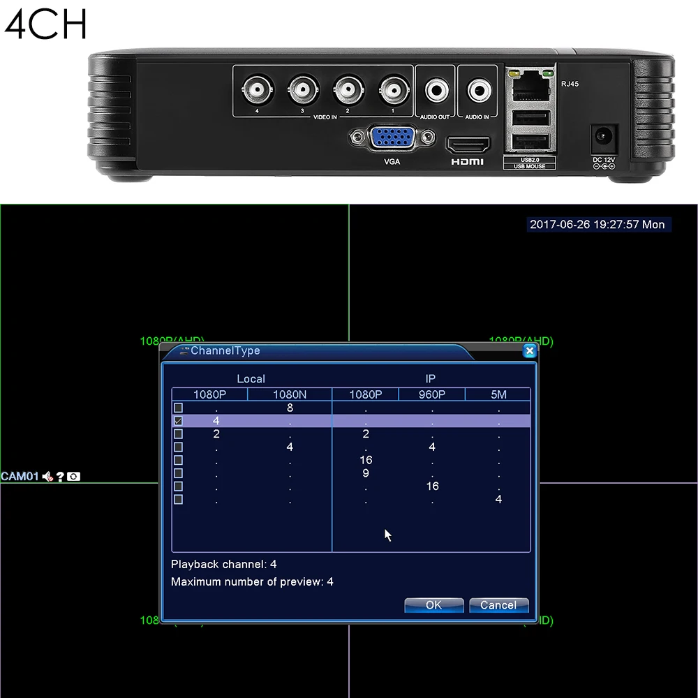 4 канальный 8 AHD DVR AHDH 1080P CCTV 4CH 8CH мини Гибридный HDMI Поддержка IP/аналоговая/AHD камера