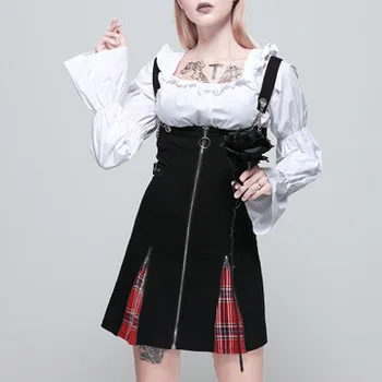 

Street Super Cool Dark Girl Skirt Punk Wild Stitching Strap Skirt Irregular Slimming Women's Clothing