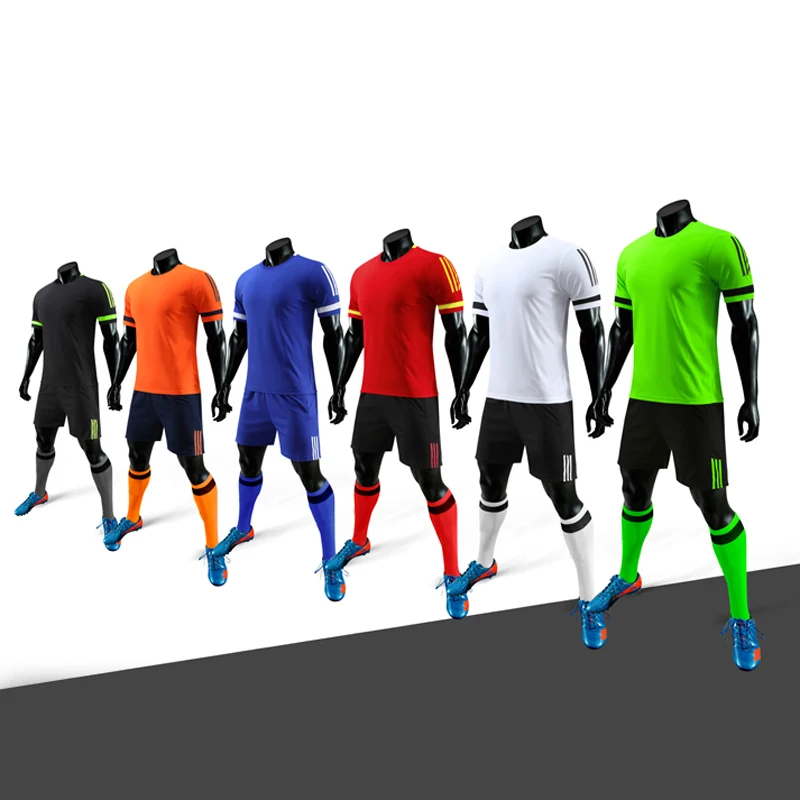 

NEW Season Mens Stripes Plain Soccer Jersey Kit Football Game Sport Uniforms Suits Customize