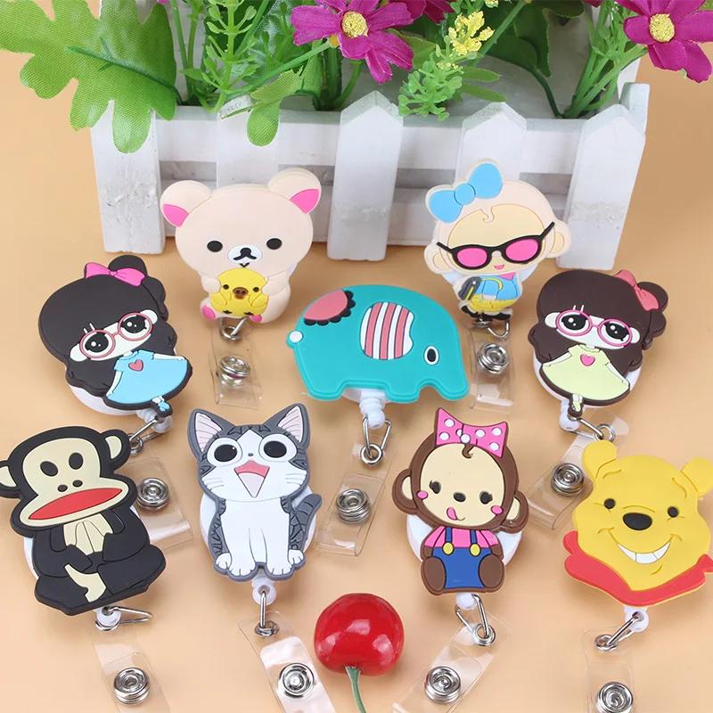 

2017 Newest Cute Cartoon Animal Design Retractable ID Badge Reel For Bank Credit Card Holders Card Bus ID Holders