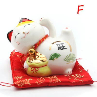 4 дюйма Maneki Neko керамика Lucky Cat домашний декор фарфоровые украшения креативные деловые подарки Фортуна кошка копилка фэншуй ремесло - Цвет: F