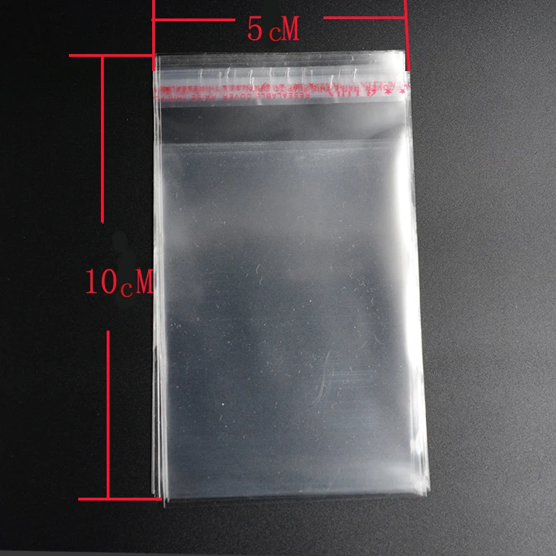 

hot- 50PCs Clear Self Adhesive Seal Plastic Bags 10x5cm
