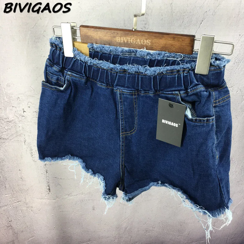 Рваные с эластичной талией джинсовые шорты женские винтажные джинсы короткие femme Ретро бурлящие штаны для лета женские короткие en джинсы с