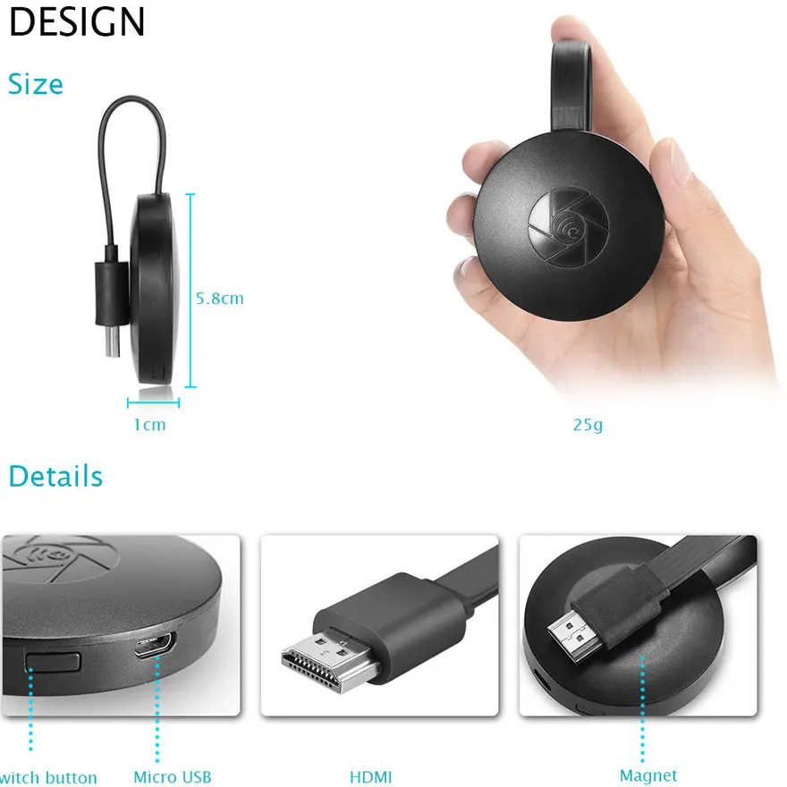 MiraScreen 1080P G2 ТВ-палка беспроводной Chromecast HDMI ключ с Miracast Airplay приемник 2,4G Wifi ключ для Ios Android