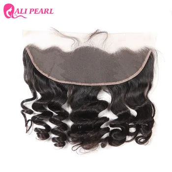 

Alipearl Hair Brazilian Loose Wave Human Hair Lace Frontal Closure 13X4 Pre Plucked Free Part 10-20 inch Natural Black Remy Hair