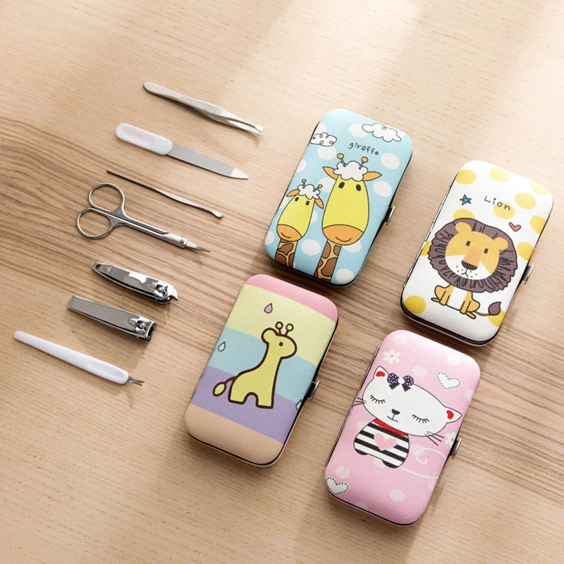 

Cute stainless steel adult children's nail scissors set nail eyebrow clip beauty tools 7 sets tool set