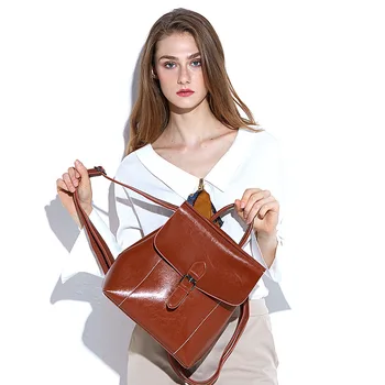 

Ladies women genuine leather school bags for teenage girls new fashion travel female teen vintage schoolbag backpack laptop bag