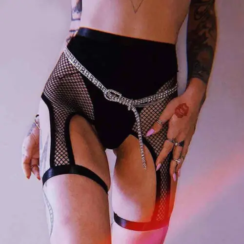

Womens Mesh Shorts Briefs Panties Knickers Suspenders Lingerie Garter Underwear