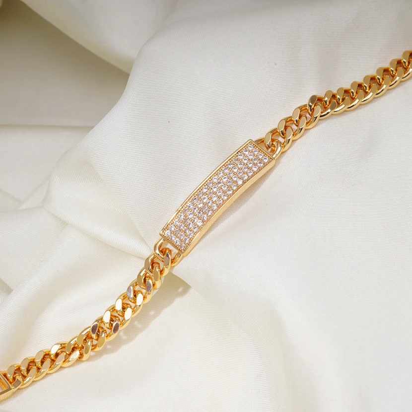 

Geometric Square Gold Copper Bracelets for Women Cubic Zirconia Fashion Chain Link Bracelet Jewelry Gift Dropshipping