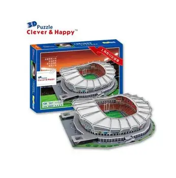 

3D puzzle DIY toy paper building model China sport football soccer Shanghai Hongkou Stadium assemble game hand work kid gift set