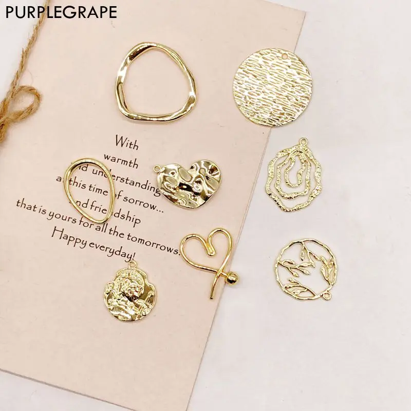 

6pcs Color retaining alloy DIY earrings jewelry accessories materials handmade irregular geometry peach heart round fashion fine