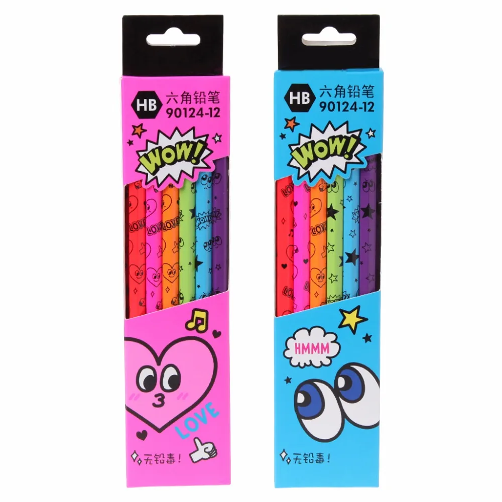 

Cute Cartoon Standard Pencils Student Drawing Writing Stationery Hardness Black