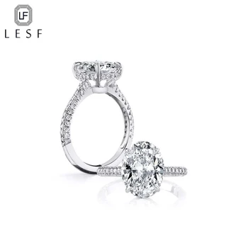 

LESF 4 ct Four Prong Solitaire Engagement Rings For Women Design 11*9 mm Center Stone 925 Sterling Silver Bridal Band Ring