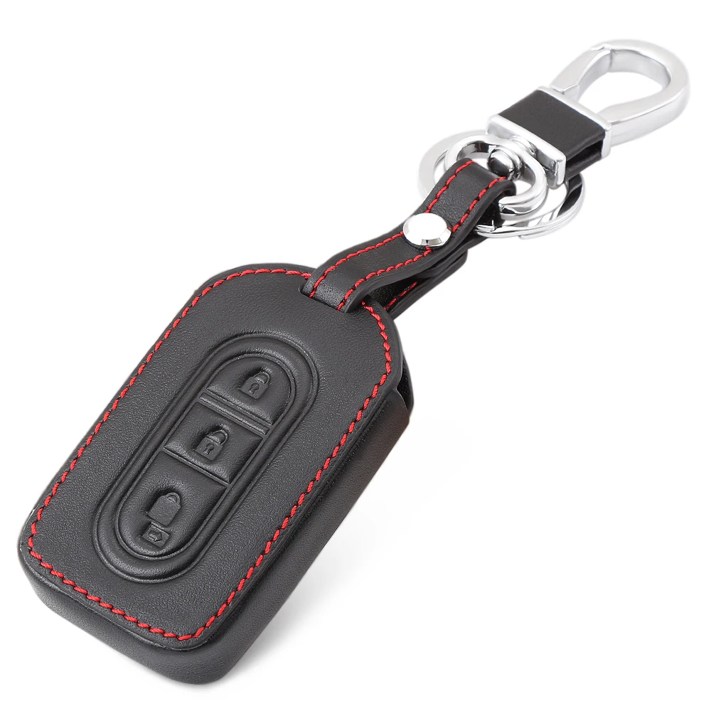 3 button Leather car key cover case set holder for Nissan Micra Xtrail