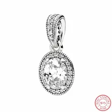 925 стерлингового серебра винтажная элегантная Подвеска бусины овальной огранки центр CZ DIY Fit PANDORA Подвески для женщин Изготовление ювелирных изделий FL617