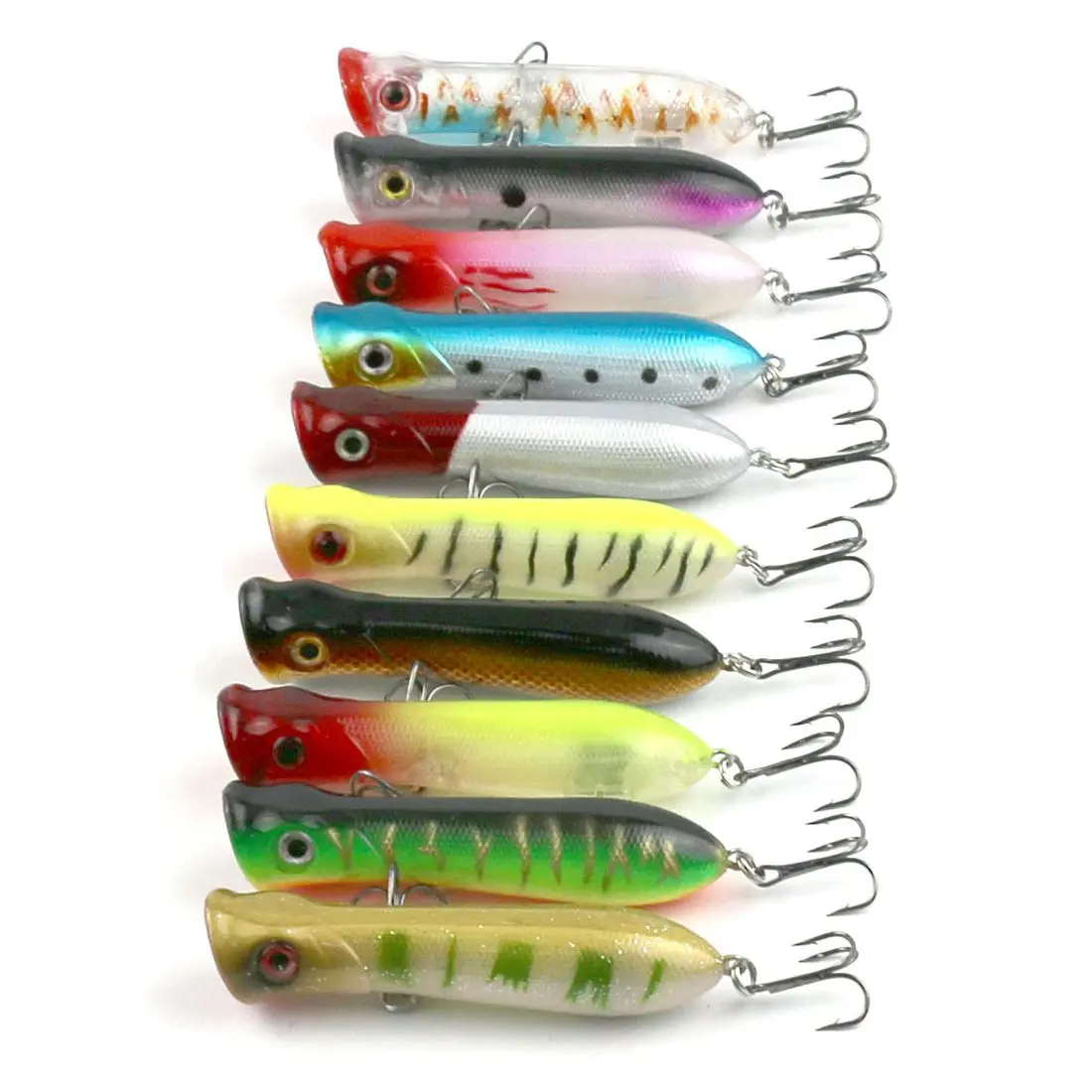 

New 10 pcs Fishing Lures Hard Bait Popper 80mm Plastic Sea Fishing Trolling & Boat Fishing Lure Fishing,