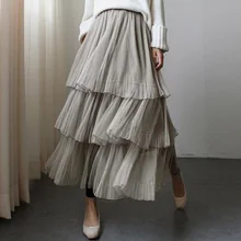 Doyerl новые летние Повседневное каскадные оборки сетка Высокая Талия плиссированная многослойная юбка Для женщин фатиновые юбки-пачки лоскутное белый черный