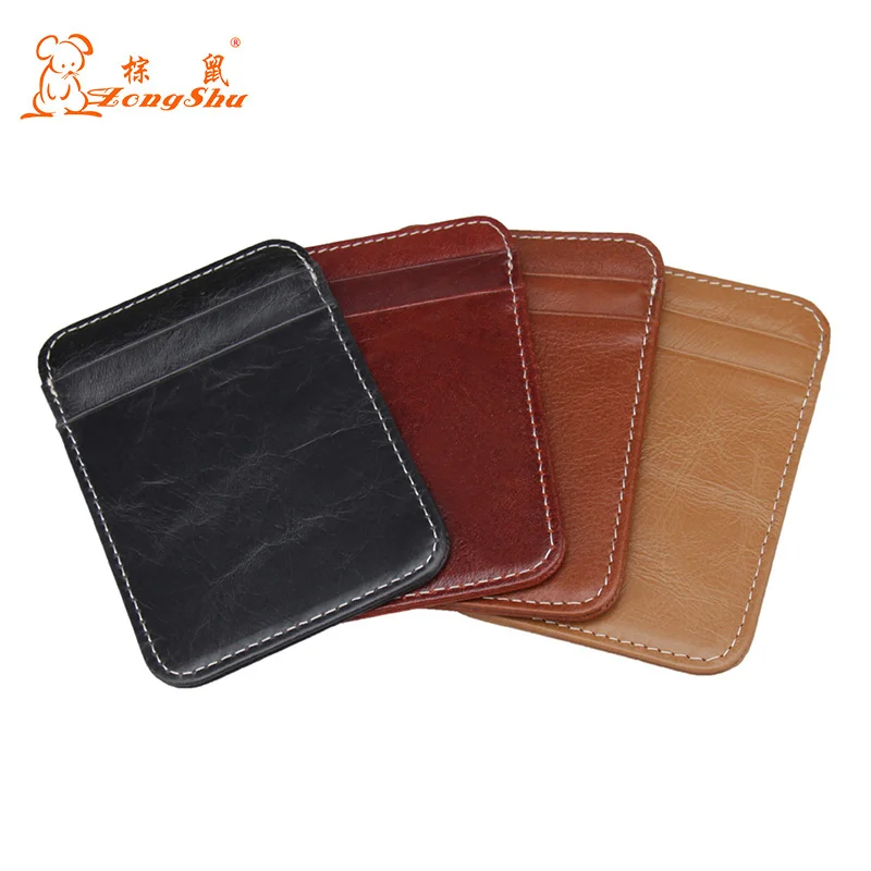 

Genuine Leather Portable Vertical Card Holder Vintage Retro Mini Credit Business Card Cover Slim Bank Case (Custom available)