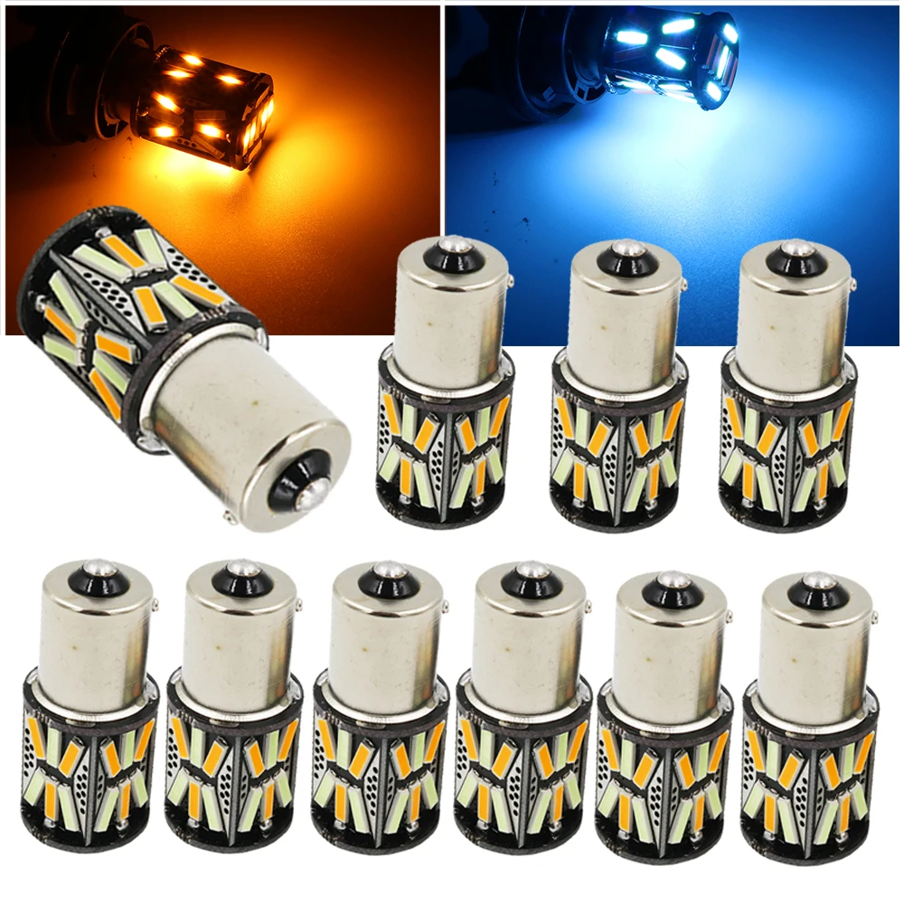 

YSY 10PCS BAU15S 1156 7440 31SMD 7020 LED Auto Turn Signal Tail Bulbs Brake Lights Daytime Lamp ICE blue/Amber Super bright 12V