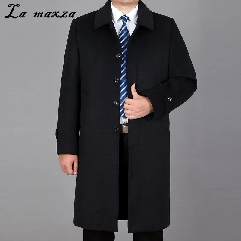 

Plus Size Winter New Arrival Cashmere Long Men Coat Single Breasted Thick Middle Age Clothing