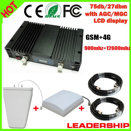 

Work 300m2 75db 2G+4G GSM 900Mhz LTE 2600Mhz dual band 1Watt 3G cell/mobile phone repeater booster detector repetidor amplifier