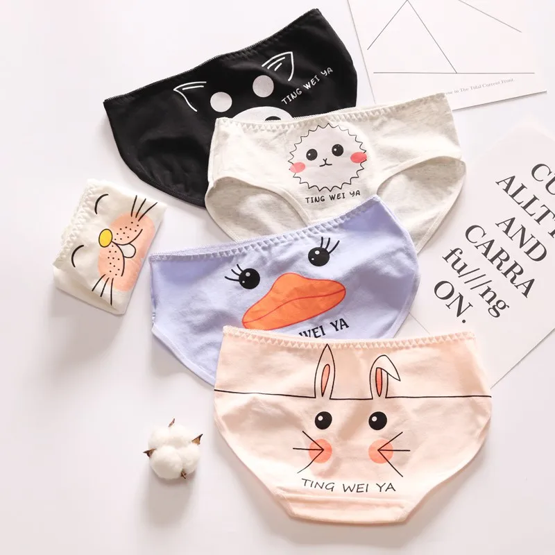 

2pcs/lot Cotton panties women pattern cotton underwear women gril briefs lingerie ladies underpants cartoon female wholesale