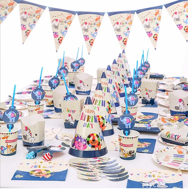 QIFU одноразовая посуда Единорог вечерние бумажные пакеты тарелки салфетки для стаканчиков День Рождения украшения Дети Единорог тематический день рождения
