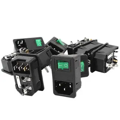 

10Pcs IEC320 C14 Inlet Socket w Fuse w ON/OFF SPST Rocker Boat Switch AC250V 10A