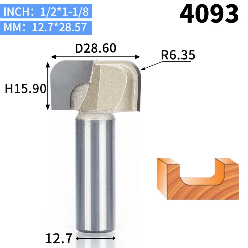 HUHAO 1 шт. 1/" хвостовик чаши и лоток шаблонный маршрутизатор бит карбида вольфрама Концевая мельница для деревообработки режущий инструмент деревообрабатывающий фрезерный станок - Длина режущей кромки: 4093