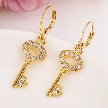 

AAA Zircon Earrings for Women Gold KEYEarrings Girls Jewelry Africa Earrings Middle East gift Crystal kids jewelry charms