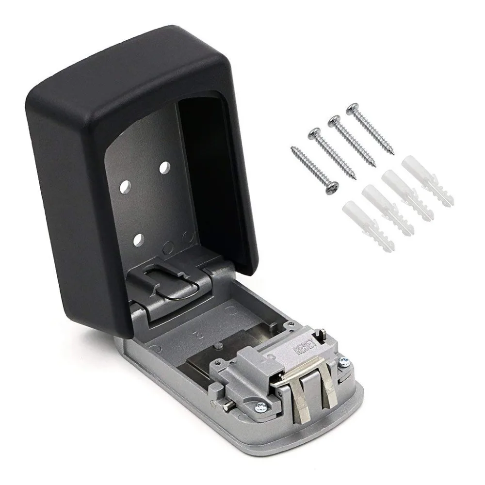 Key Lock Box, House Key Storage Lock Box with 4 Digits Combination Outdoor Key Safe Lock Box for Outside Sturdy Wall Mounted