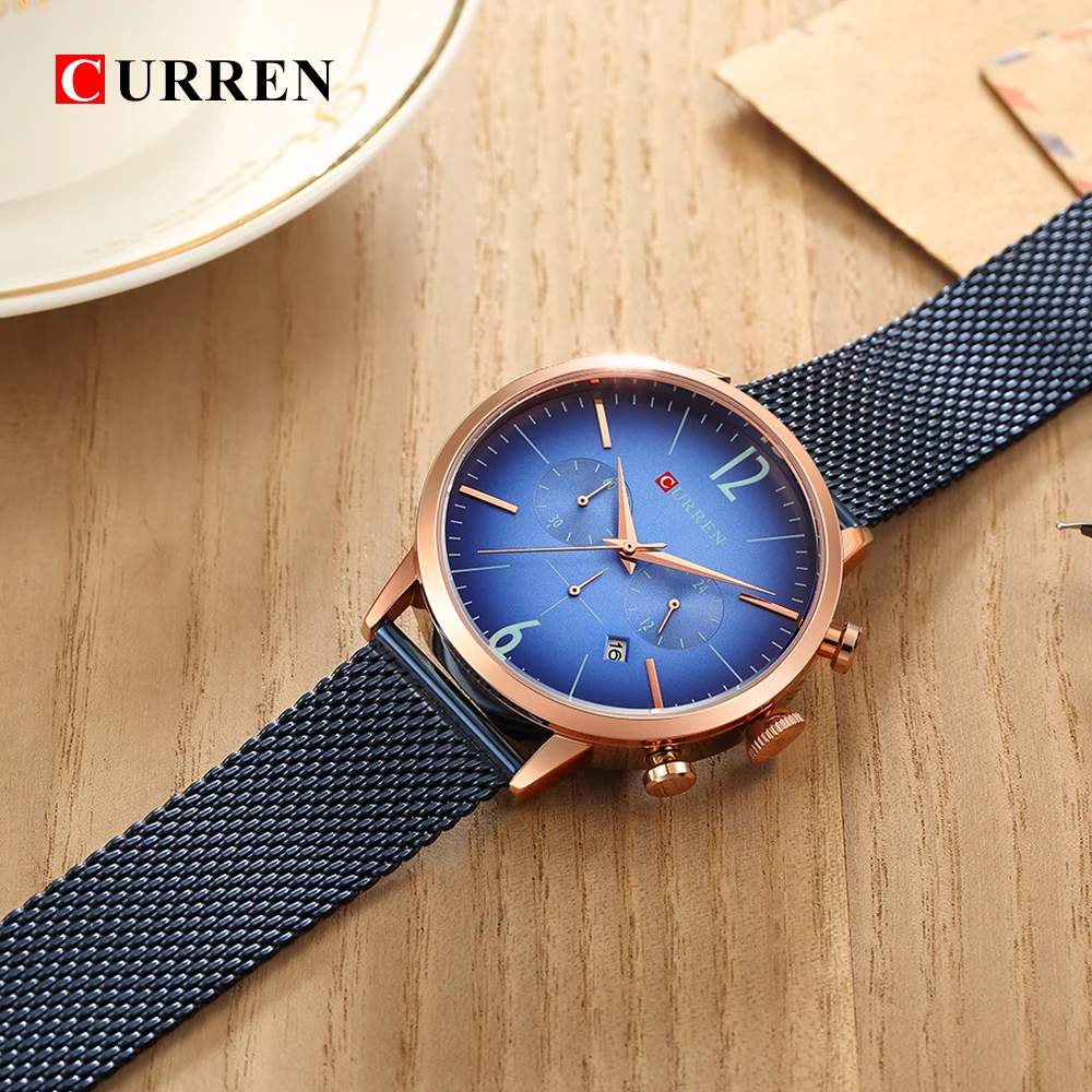 Элитный бренд Для мужчин спортивные часы CURREN Для мужчин цифровой кварцевые часы Нержавеющая сталь Водонепроницаемый наручные часы relogio