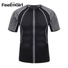 FeelinGirl для мужчин, из неопрена дышащая молния Топ с коротким рукавом Enahncer животик контроль тела Формирователь Для Похудения Талии Тренажер Cincher