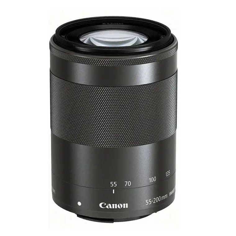 Для Canon EF-M 55-200mm f/4,5-6,3 IS STM подходит небольшой одноножный телеобъектив для камеры EOS M2 M3 M5 M10(без оригинальной упаковки коробки) черный/серебро