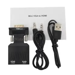 Wiistar высокое качество мужской VGA к Женский HDMI конвертер с 3,5 мм аудио адаптер VGA HDMI Поддержка 1080 P для ПК HDTV мониторы