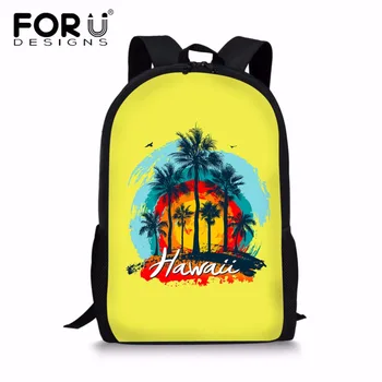

FORUDESIGNS Hawaii Coconut Tree Kids Schoolbag Backpack Polyester Orthopedic School Backpack School Bags For Teenage Boy Satchel